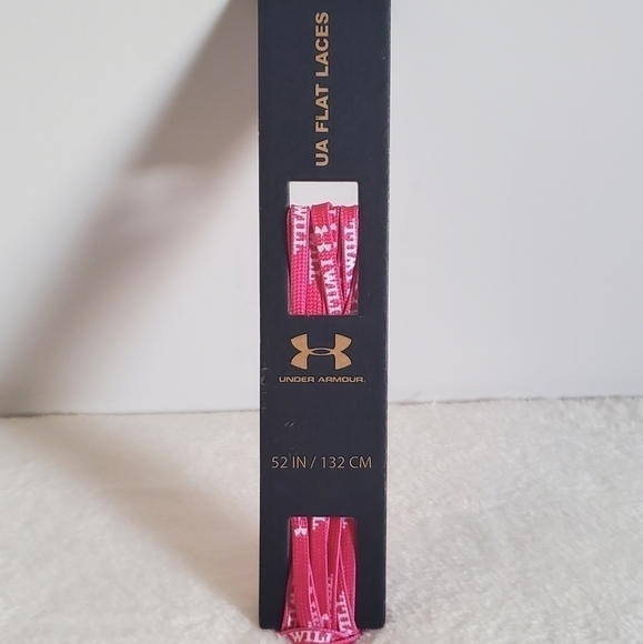 Under Armour UA Pink White "I WILL" Flat Shoelaces 52" Long NWT - Picture 1 of 8